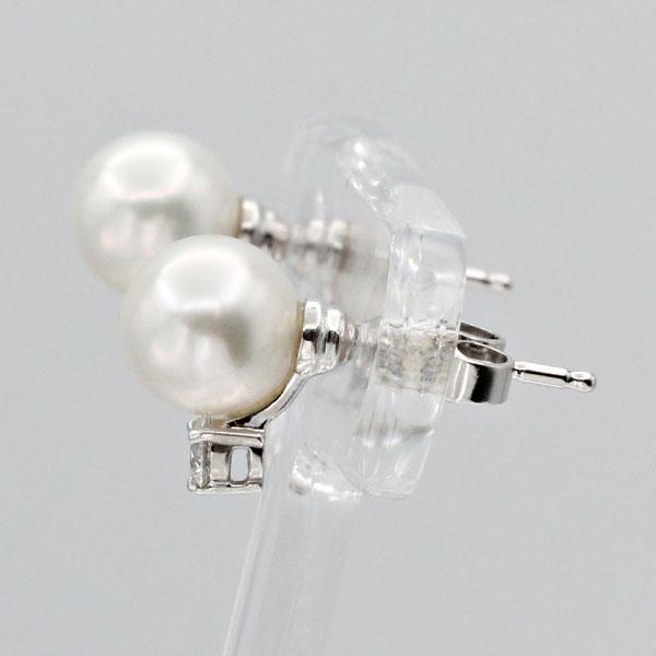 美品✨ミキモト ピアス 現行品 アコヤパール ダイヤモンド K18WG 真珠 MIKIMOTO（ミキモト） アコヤ真珠 ダイヤモンド ピアス PE-955PU K18WG