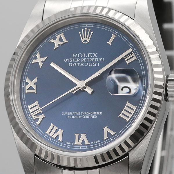 デイトジャスト ロレックス ROLEX 16234 P番 2000年製 ブルー文字盤 SS