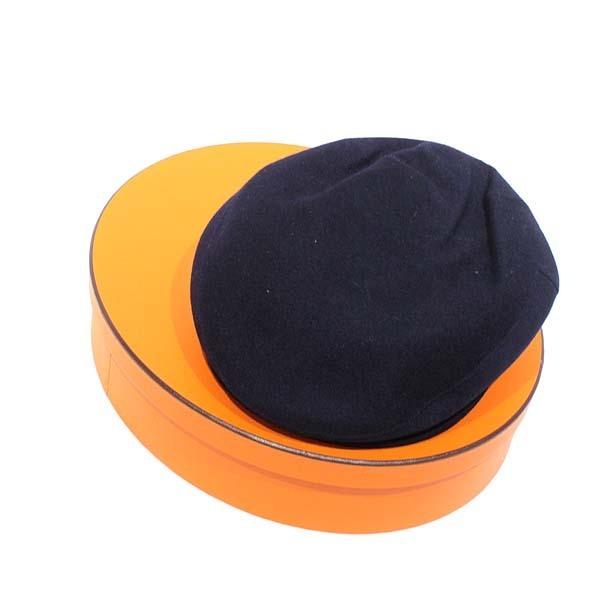 未使用展示品エルメス キャスケット ネイビーカラー カシミア100% 57サイズ キャップ 帽子 純正保存箱付き