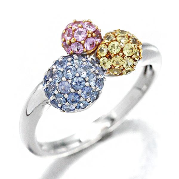 限界価格　K18WG サファイアリング・ネックレスセット K18WG/YG/PG サファイア リング/ネックレス 2点セット ゴールド750 S1