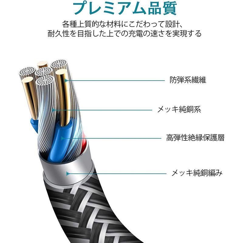 Type C ケーブル 1.8m 2本 3A急速充電 QC3.0対応 タイプｃ充電ケーブル 高耐久 ナイロン USB A to USB C 【海外限定】