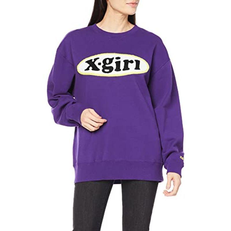 エックスガール トレーナー CHENILLE EMBROIDERY OVAL LOGO CREW SWEAT