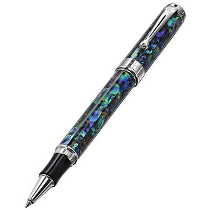 Xez0マエストロ 天然貝殻製細字ローラーボールペン、プラチナメッキ、贈り物に最適、オリジナルの２つとないユニークなペン。