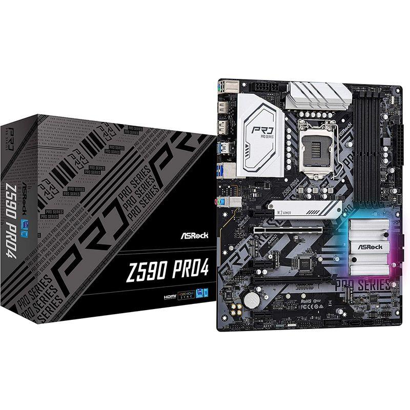 ASRock マザーボード Z590 Pro4 Intel 10世代 ・ 11世代 CPU ( LGA1200 ) 対応 Z590 チップセ Z590 マザーボード Pro4 Intel 10世代 11世代 CPU LGA1200 対応 チップセ
