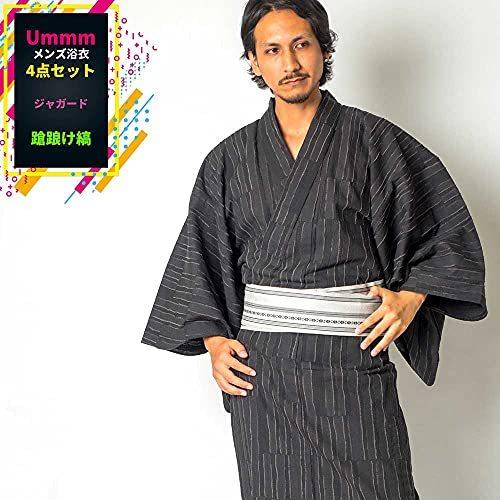 国産高級生地使用 ファッション 浴衣 4点 セット セット 浴衣 浴衣 帯 下駄 腰紐 メンズ 男性用 紳士 特選シンプル柄 L グレー02 A B074c3bb4h 丸徳商店