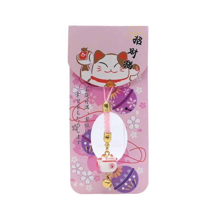 招き猫 根付け キーホルダー（黒/青/赤/桃/黄色）携帯ストラップ 金運