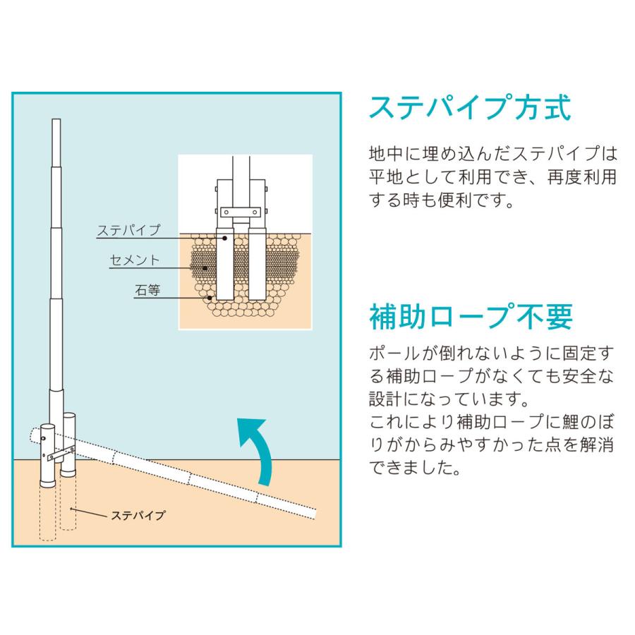 こいのぼり用 ポール スーパーDXポール 8m 8号 (4ｍ鯉のぼり ／ 6.5m・6.1ｍ幟旗用) KOT-P-200-650｜marutomi-a｜03