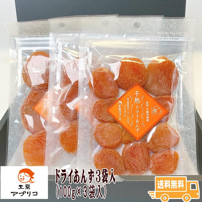 ドライあんず3袋セット （100g×3袋） 甘い 送料無料 工房アプリコ 杏 アプリコット 信州大実 長野県 森のあんず 信州 くだもの 果物 ギフト 2026 お歳暮 爆買