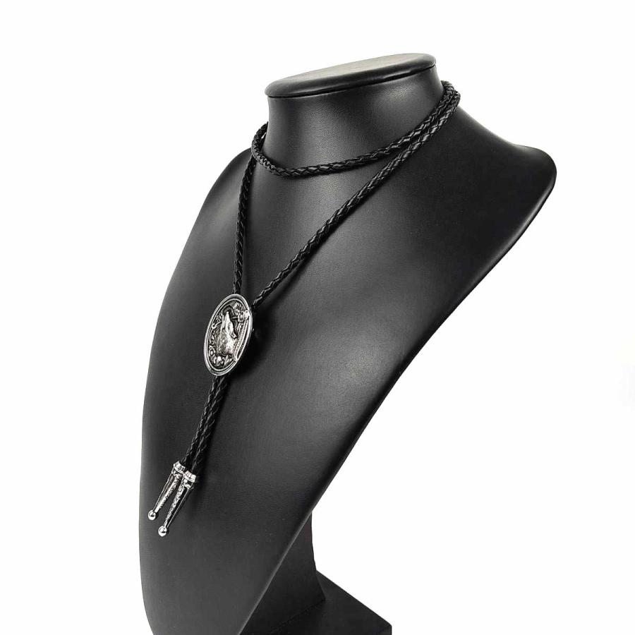 紐ループタイ ボロタイ アンティーク シルバー オオカミ 狼 ウルフ