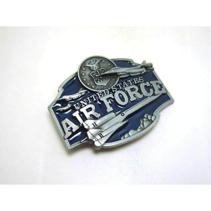 US エアフォース バックルのみ ベルトなし 8.1cmX6.7cm 青 空軍
