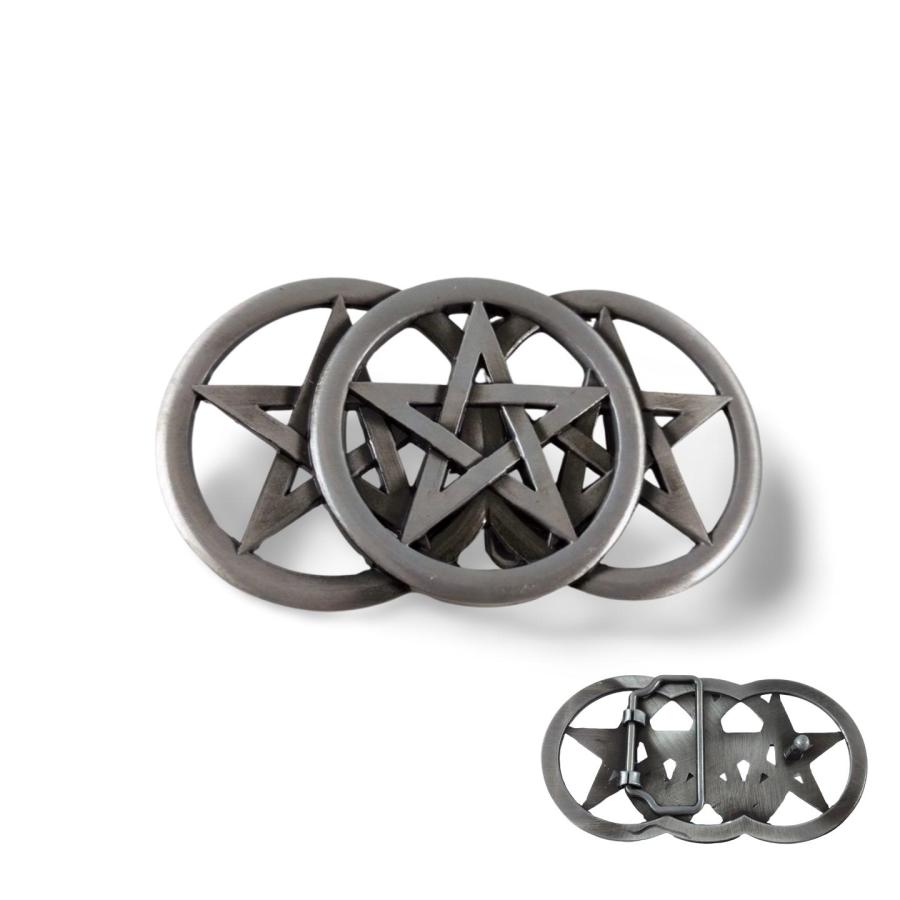 五芒星 3つ 悪魔 バックルのみ ベルト無し メタル ビンテージ風