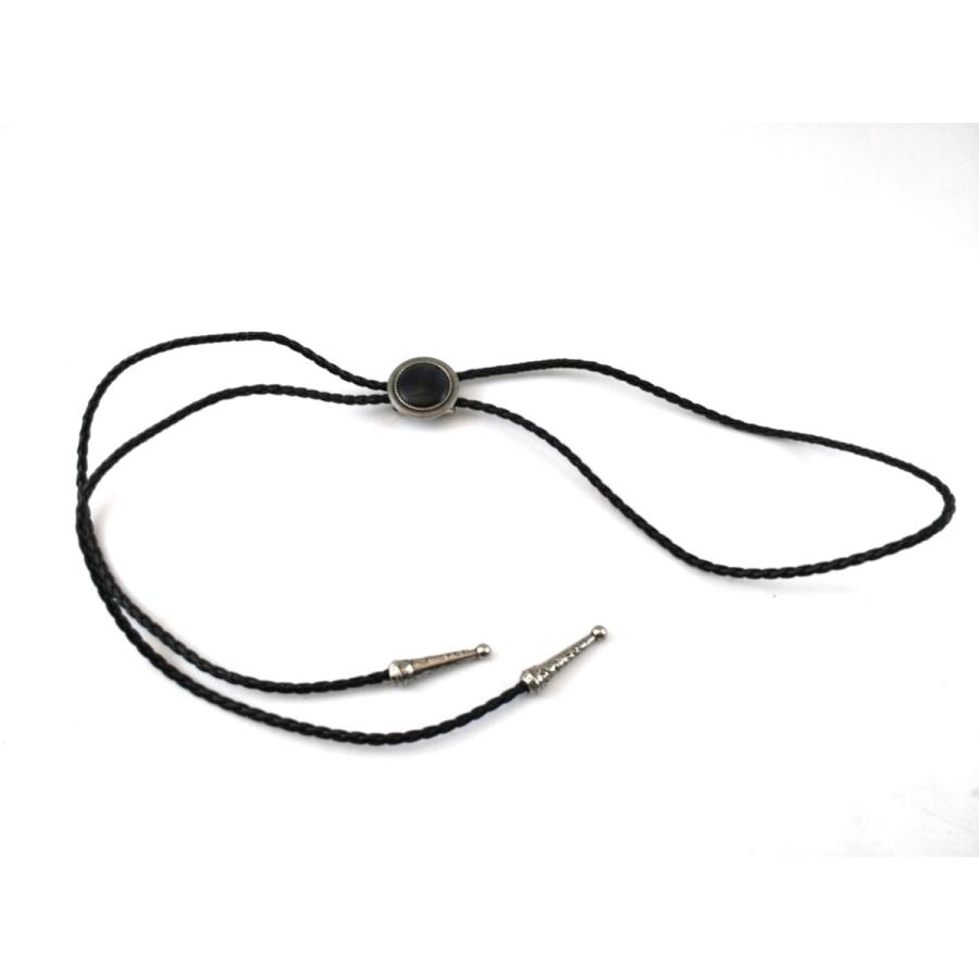 紐ループタイ ボロタイ アンティーク シンプル サークル 円 ブラックX