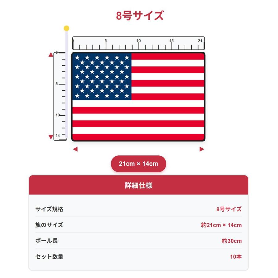 爆買 アメリカ国旗 ミニフラッグ 10点セット 8号 21cmX14cm 棒付き USA