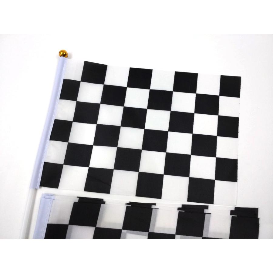 チェッカーフラッグ 旗 ミニフラッグ 10点セット 8号 棒付き 20cmX14cm