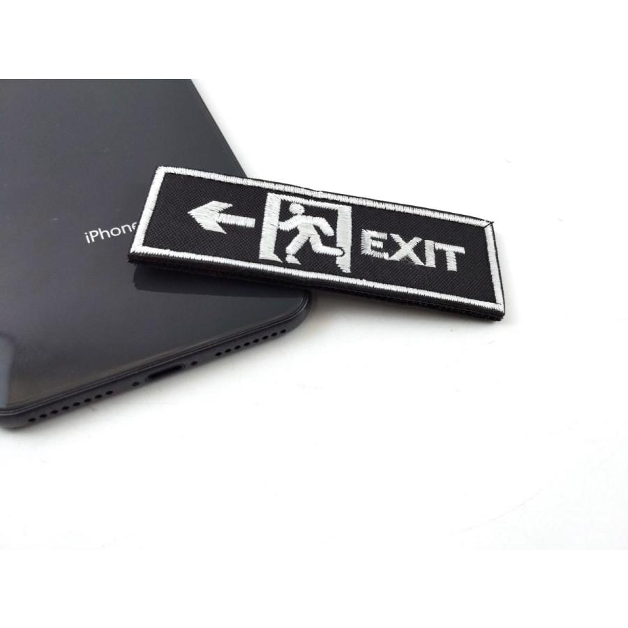 EXIT 非常口 パッチ ワッペン サバゲー ベルクロ ブラック おしゃれ