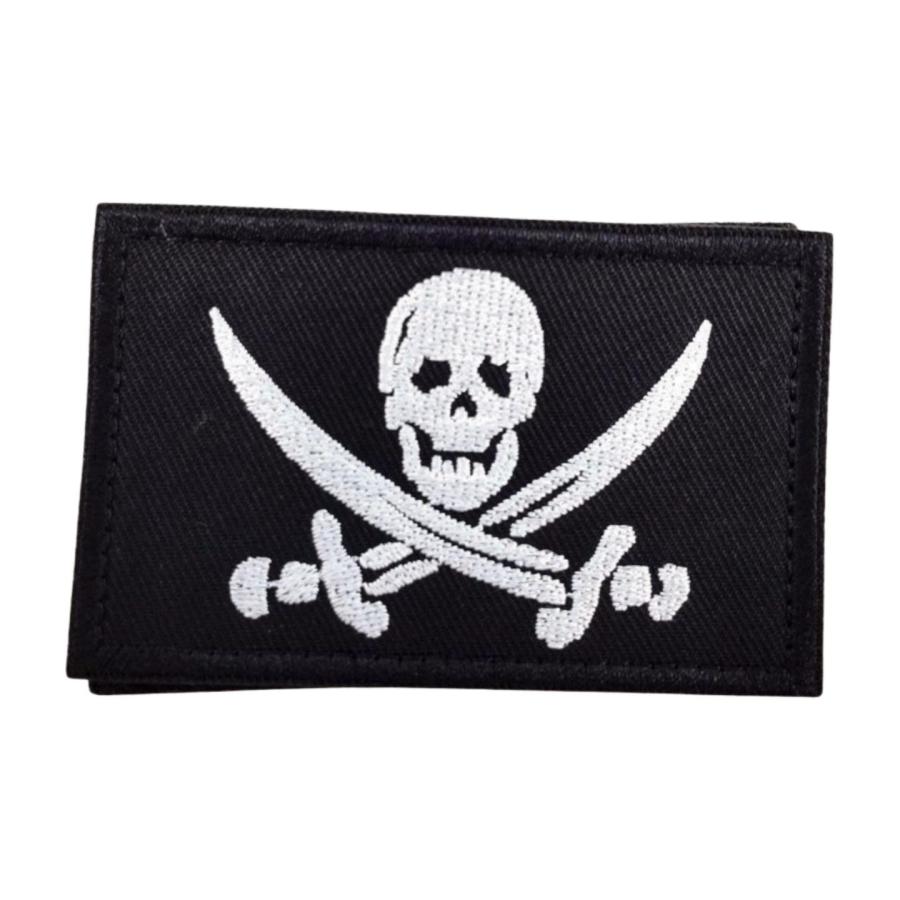 海賊 スカル ナイフ パッチ ワッペン サバゲー 黒 クロスボーン