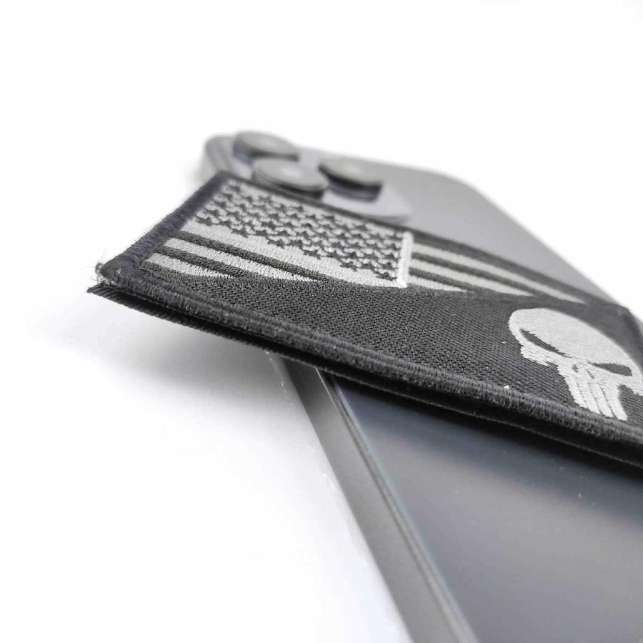 アメリカ国旗＋パニッシャー パッチ ワッペン グレー 8cmx5cm イギリス