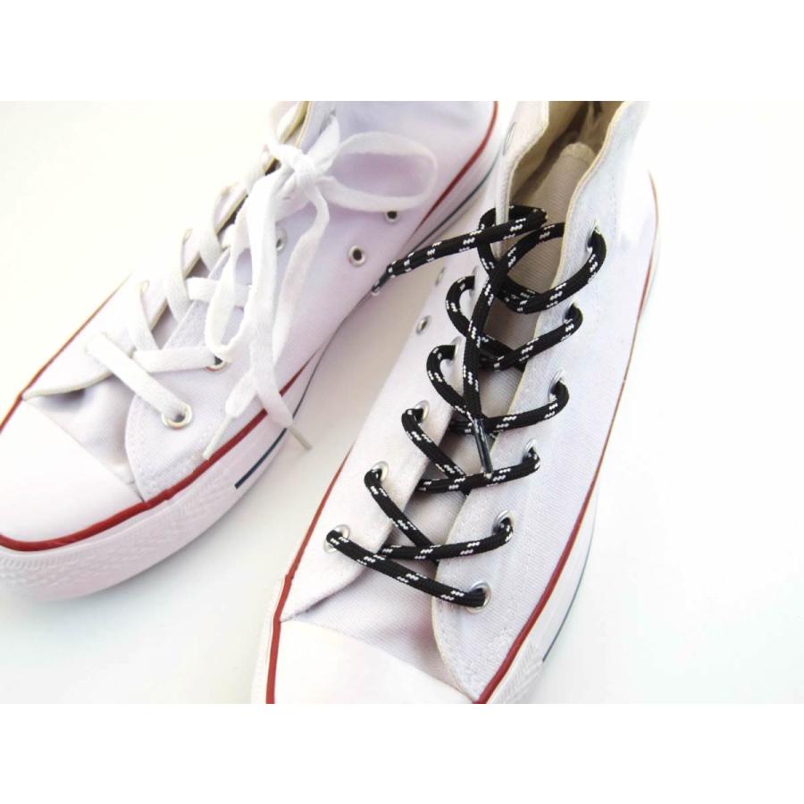 靴紐 シューレース 丸タイプ 斜めドット 黒X白 140cm 1足分2本入り DM