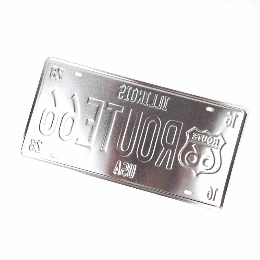 アメリカ ナンバープレート風 ブリキ看板 ルート66 赤 レトロ