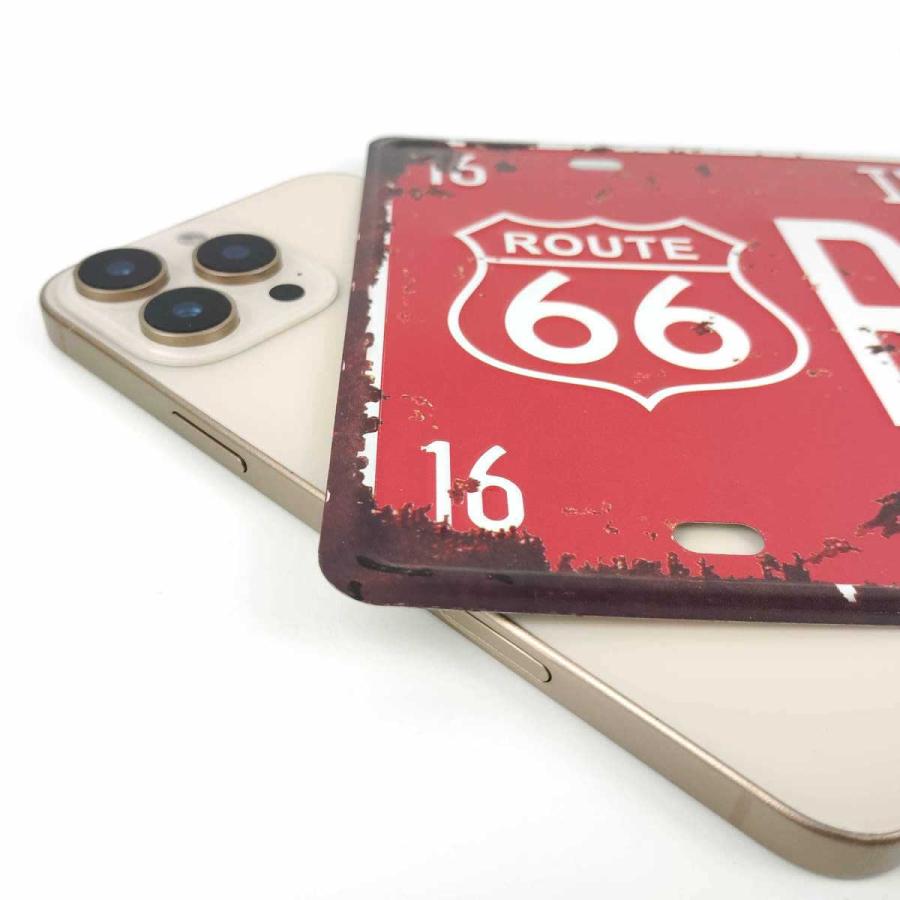 アメリカ ナンバープレート風 ブリキ看板 ルート66 赤 レトロ