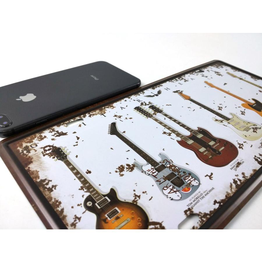 ナンバープレートギター　自作ギター アメリカン風ブリキ看板 ナンバープレート ギター お部屋のインテリア