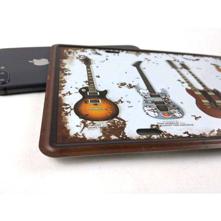 アメリカン風ブリキ看板 ナンバープレート ギター お部屋のインテリア