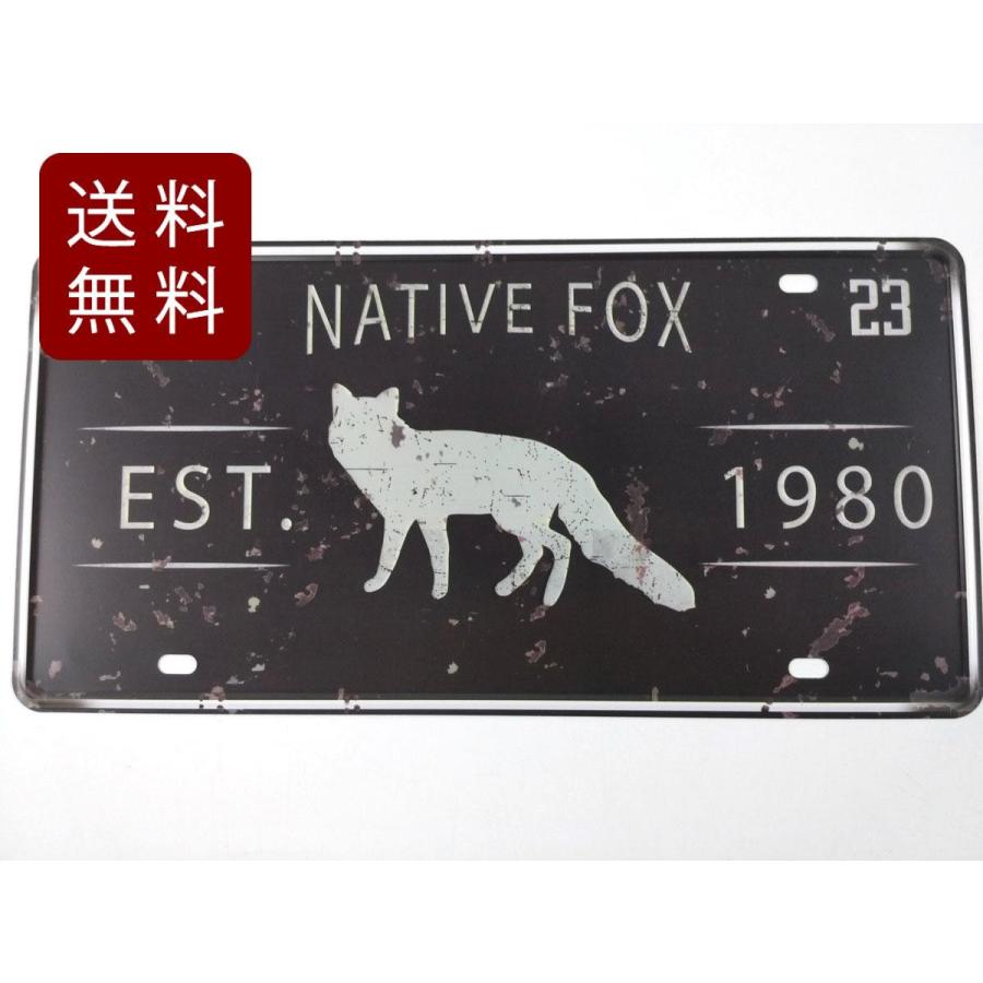 アメリカン風ブリキ看板 ナンバープレート EST 1890 NATIVE FOX 狐