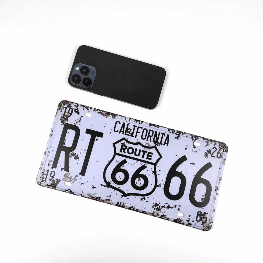 アメリカン風ブリキ看板 ナンバープレート ルート66 白 カリフォルニア