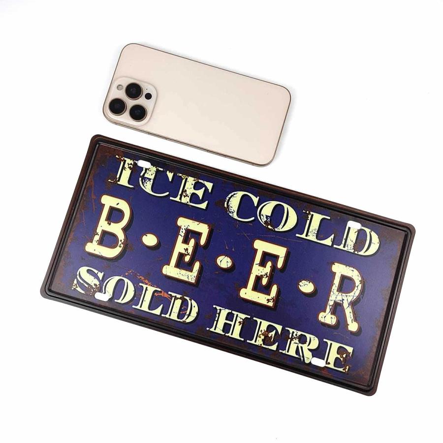 アメリカン風ブリキ看板 ナンバープレート COLD BEER バーに 30cmX15