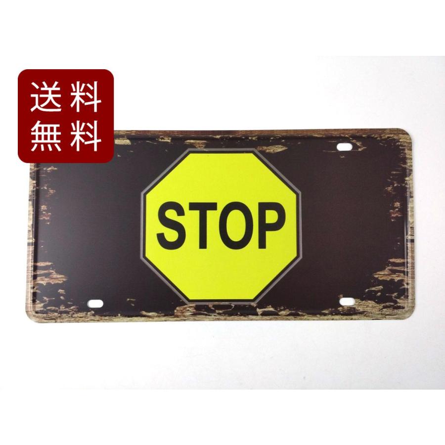 アメリカン風ブリキ看板 STOP 進入禁止 ビンテージ風 30cmX15cm メタル