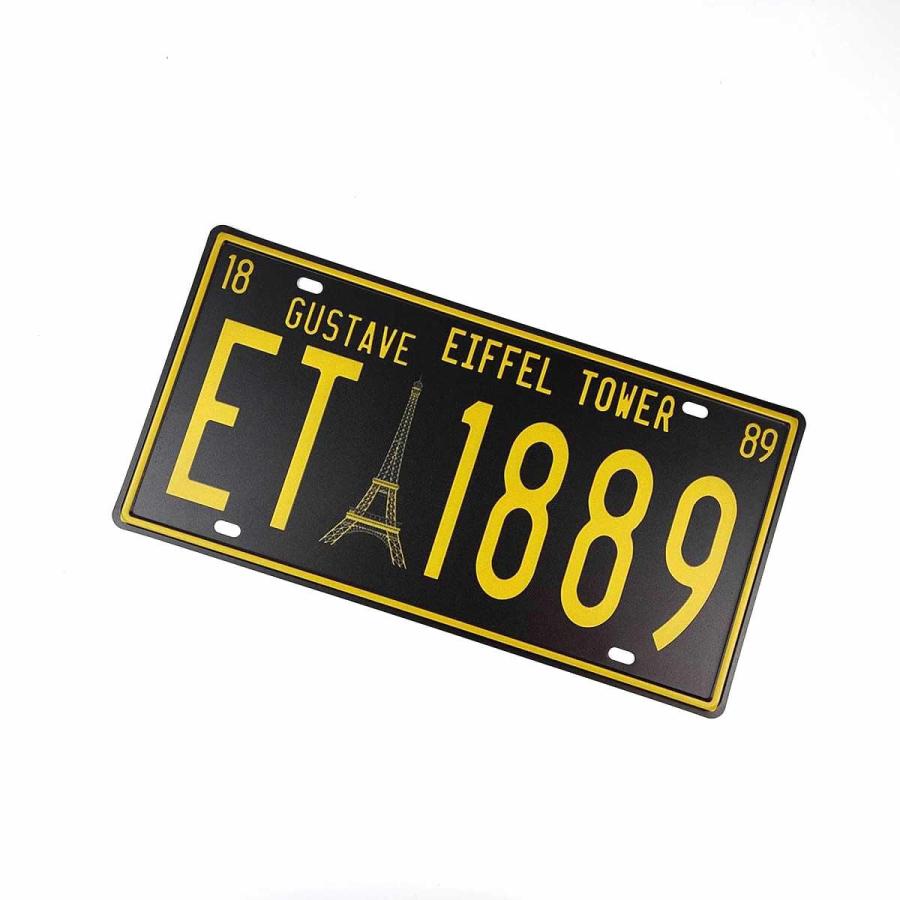 アメリカン風ブリキ看板 ET1889 エッフェル塔 ブラック 30cmX15cm