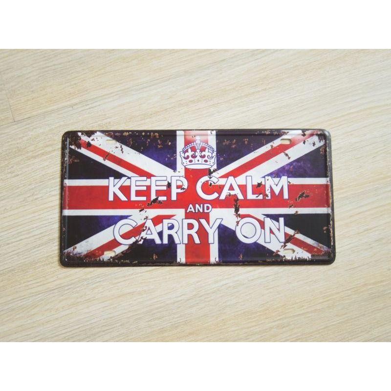 ブリキ看板 ユニオンジャック KEEP CALM イギリス国旗 30.6cmX15.5cm