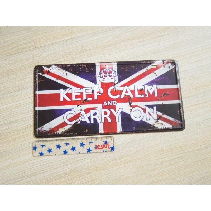 ブリキ看板 ユニオンジャック KEEP CALM イギリス国旗 30.6cmX15.5cm