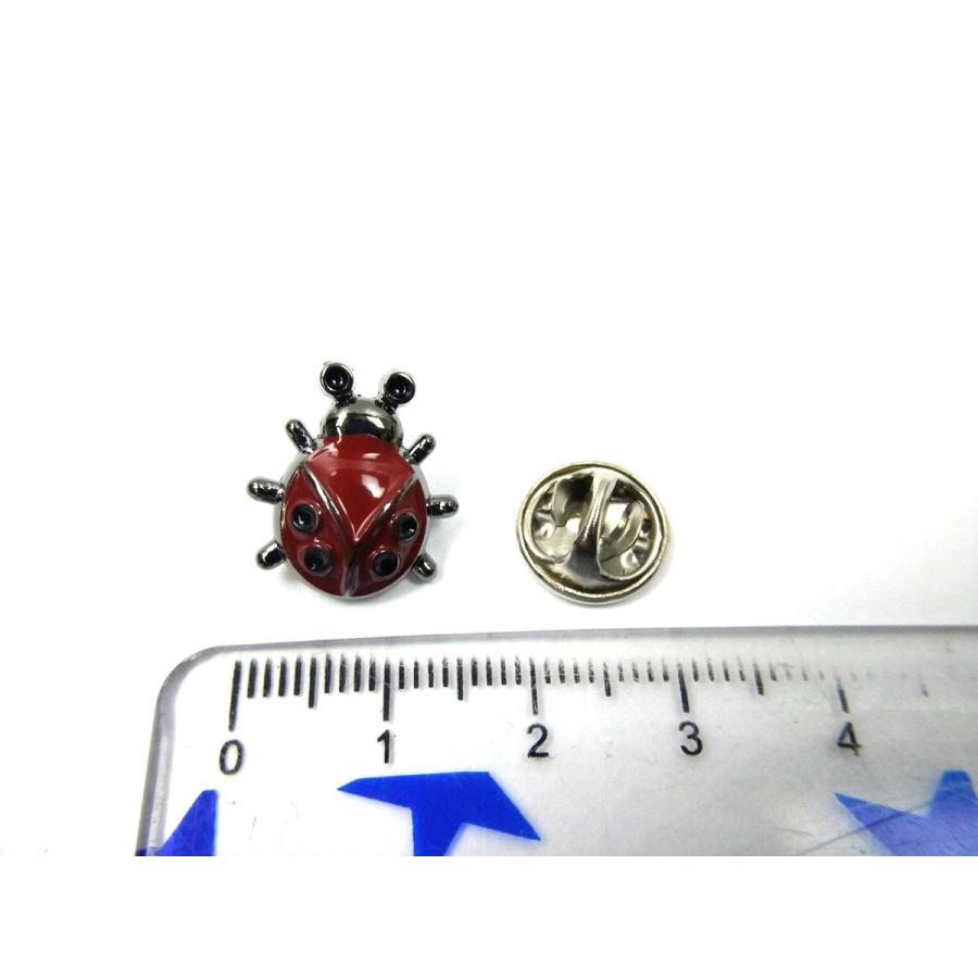 てんとう虫 ピンバッジ ビンテージ風 シルバー 1.2cmX1.8cm DM便