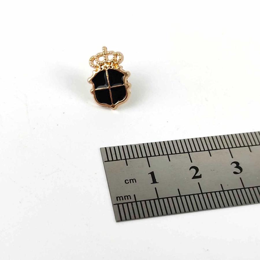 盾型 ピンバッジ ピンズ ブラックXゴールド シールド 1cmX1.4cm レトロ