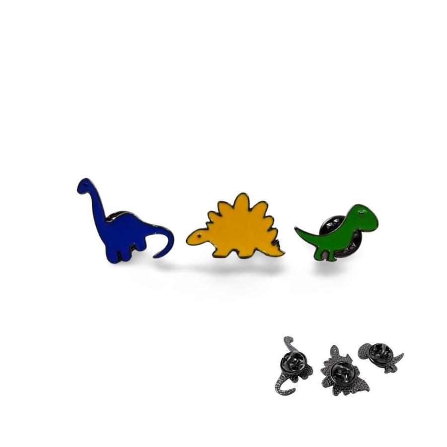 恐竜 カラフル ピンバッジ 3個セット ピンズ かわいい トリケラトプス
