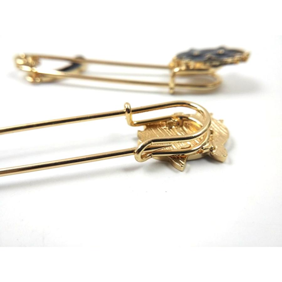 ネコ 安全ピン ブローチ 2個セット 黒猫 白猫 9.4cmX1.7cm おしゃれ