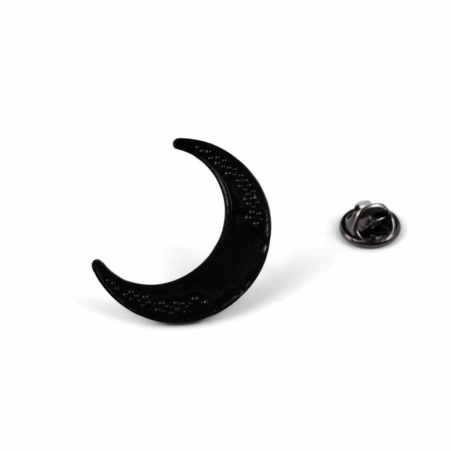 三日月 ピンバッジ 月 星 宇宙 3cmX2.6cm かわいい おしゃれ 黒 ムーン