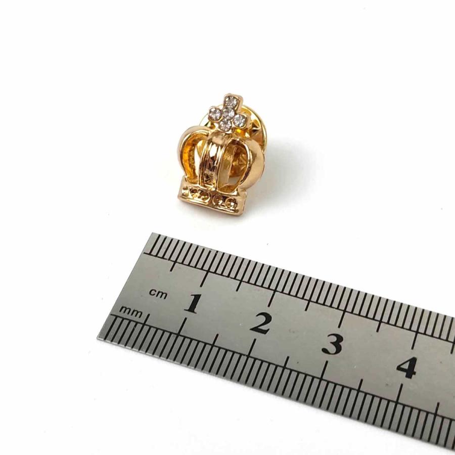 クラウン 王冠 立体 3D ピンバッジ ゴールド 1.2cmX1.6cm ピンズ
