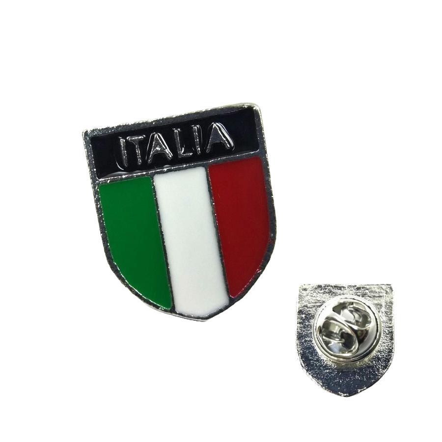 イタリア国旗 ピンバッジ 盾形 1.7cmX2cm Italia ピンズ 留め具 バッチ
