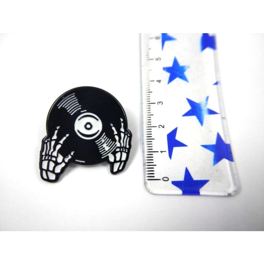 骨 レコード スカル ピンバッジ ピンズ music 3cmX3.3cm 送料無料