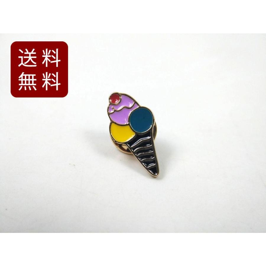 ソフトクリーム アイスクリーム ピンバッジ ピンズ ゴールド 1.1cmX1