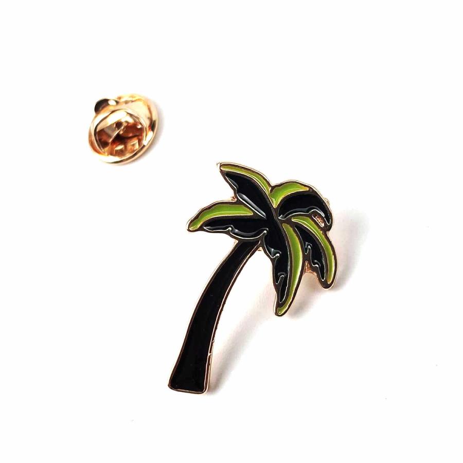 ヤシの木 ピンバッジ ピンズ ゴールド 1.8cmX2.8cm 留め具 バッチ