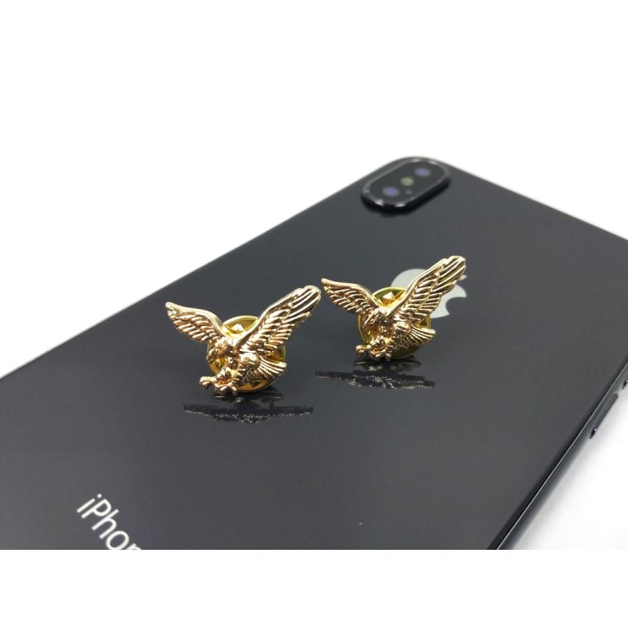 鷹 鷲 ピンバッジ ゴールド 2個セット ピンズ 2.2cmX1.6cm 留め具