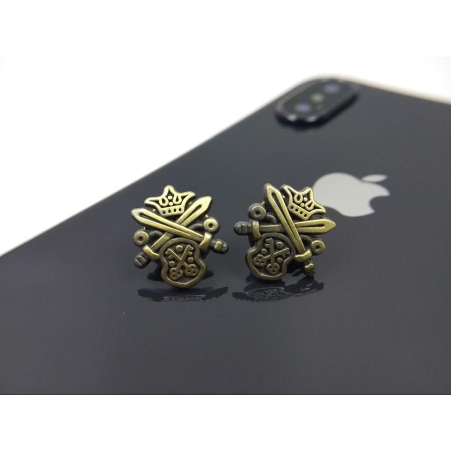 クロス 剣 西洋紋章 ピンバッジ ブロンズ 2個セット 1.5cmX1.6cm DM便