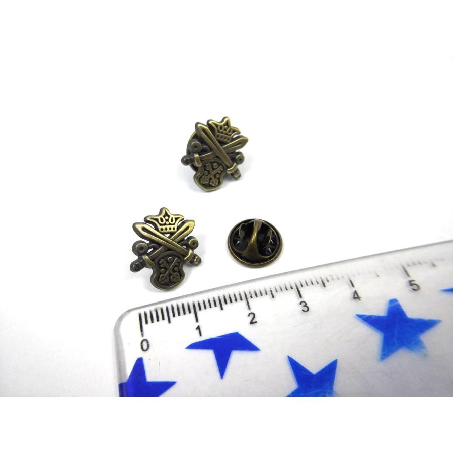 クロス 剣 西洋紋章 ピンバッジ ブロンズ 2個セット 1.5cmX1.6cm DM便