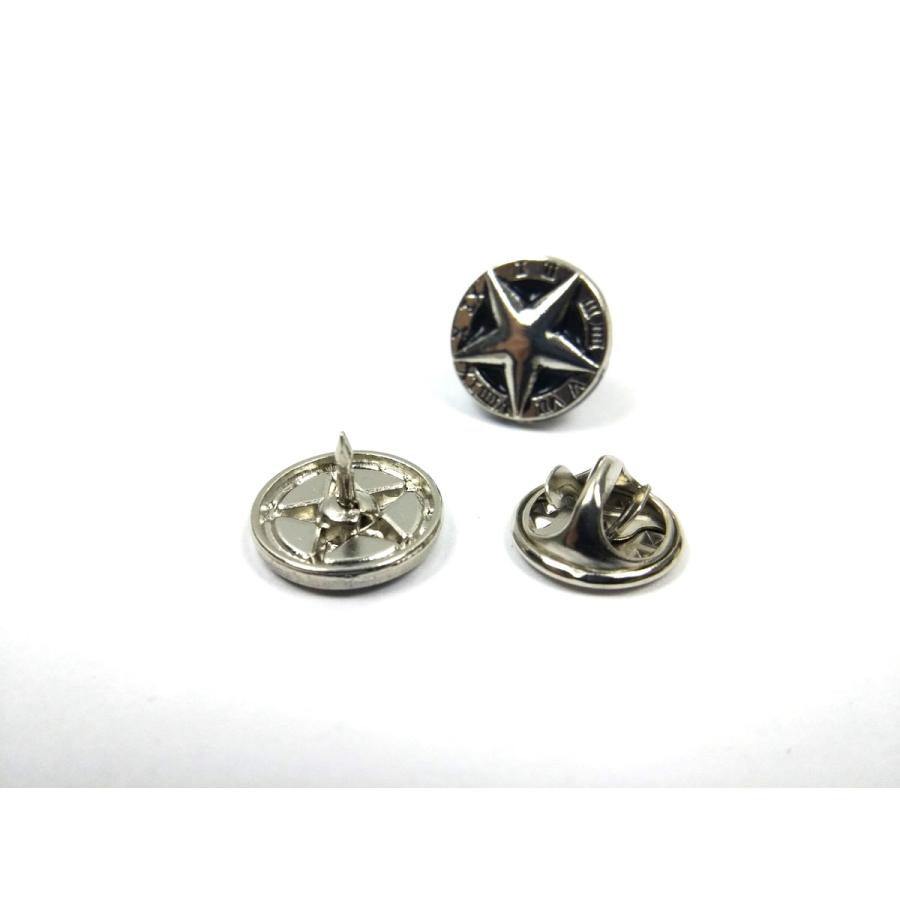 星 丸スター ローマ数字 ピンバッジ シルバー 2個セット 1.2cmX1.2cm