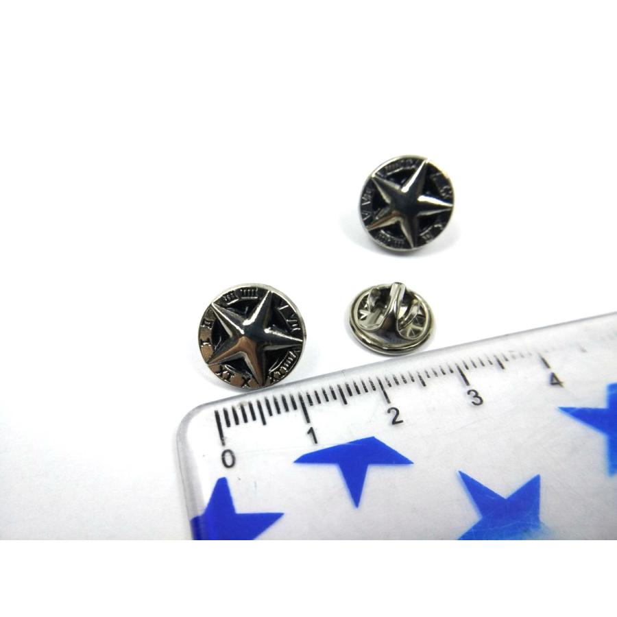 星 スター 丸 ローマ数字 ピンバッジ シルバー 2個セット 1.2cmX1.2cm