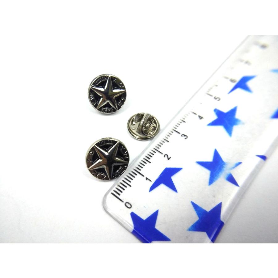 星 丸スター ローマ数字 ピンバッジ シルバー 2個セット 1.2cmX1.2cm