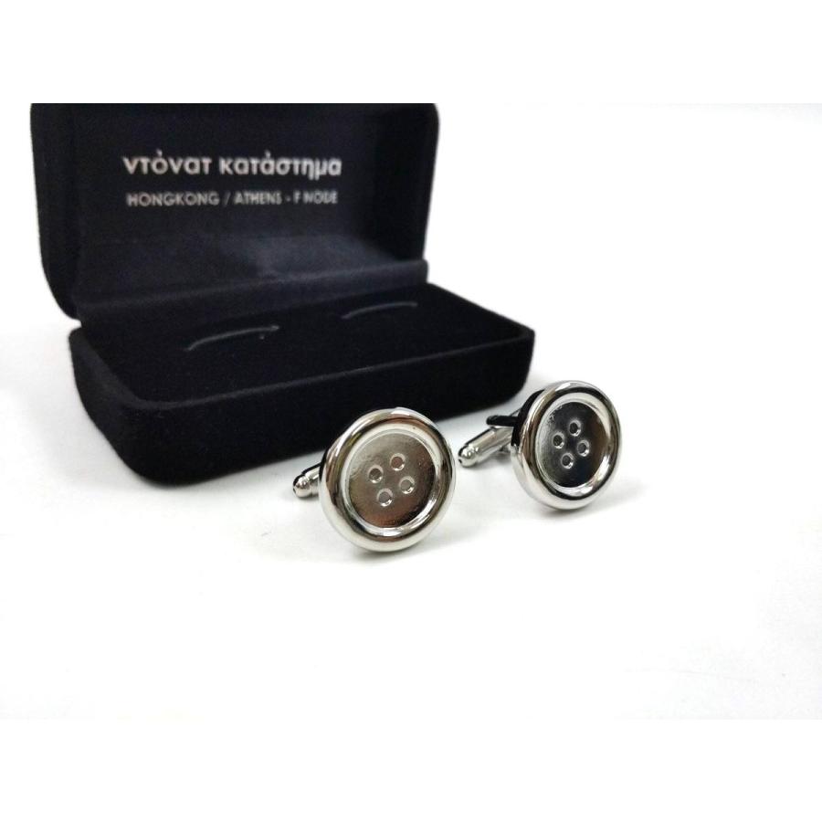 ボタン風 カフスボタン シンプル シルバー 丸 サークル フォーマル